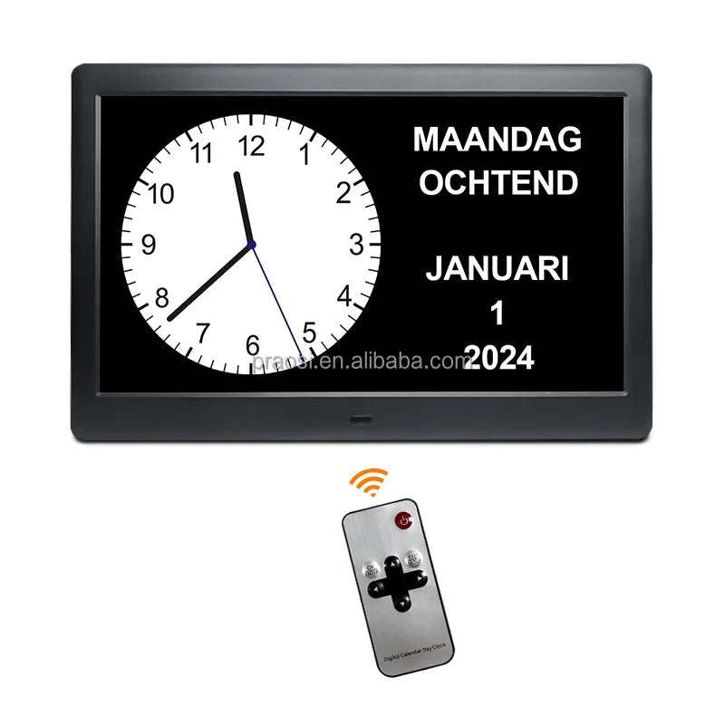 Large 10 Inch Digital Photo Frame Calendar Analog Clock Wall Desk Display Alarm Clock for Dementia Care