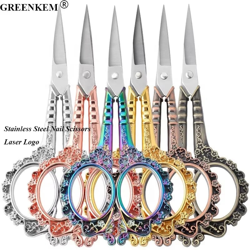 New Plum Blossom Retro Stainless Steel Nail Scissors Manicure Nail Clipper Colorful Remove Dead Skin Nail Scissors