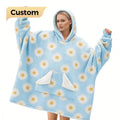 Wholesale Retail Warm Thick Winter 100% Polyester Customized Printed TV Blanket Wearable Blanket Hoodie