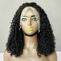 Wholesale Price Vietnamese Double Drawn Human Hair Wigs 14Inch Natural Black Pixie Curls 13*4 Swiss Transparent Lace Front Wig