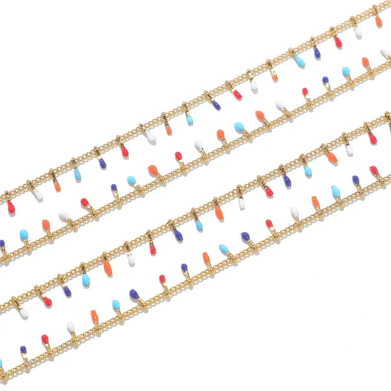 Selling in Meter Linsa Jewelry Enamel Drop Glue Drop Oil Stainless Steel Fine Chain for Men Women Jewelry