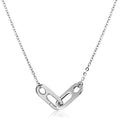 Classic Stainless Steel Necklace for Women Man Rolo Chain Silver Double Oval Lock Crossed Charm Pendant Necklace Choker