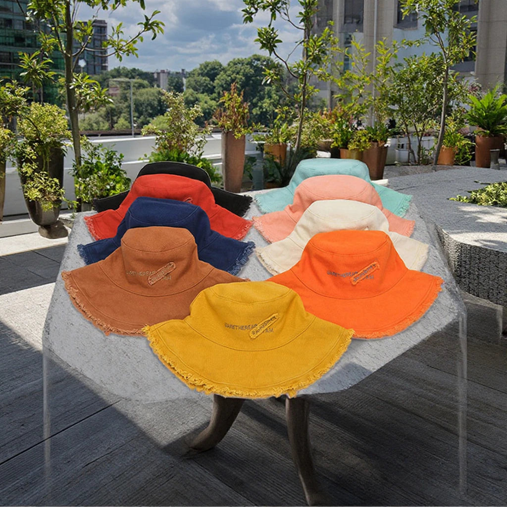 Wholesale Street Style Cotton Distressed Fisherman Hats Denim Patchwork Bucket Hats for Women Men