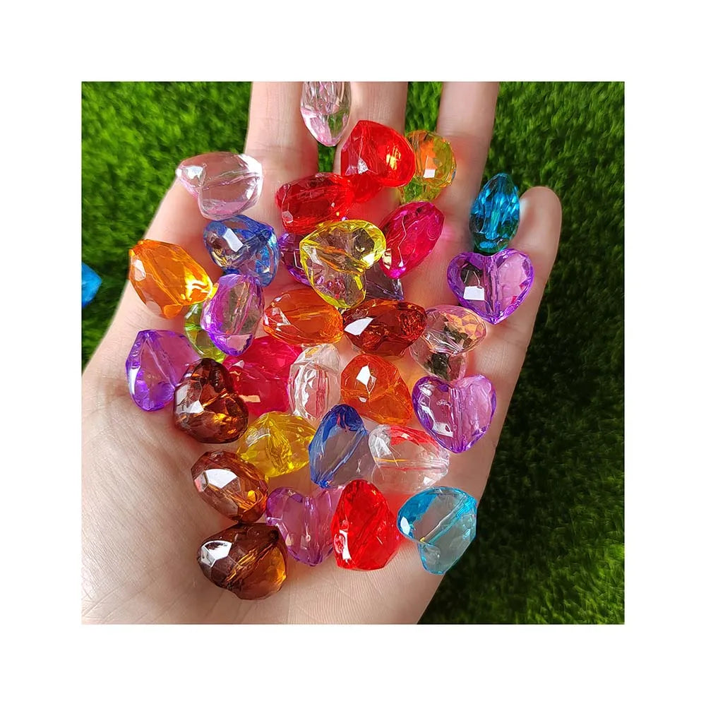 Colorful Mixed Transparent Plastic Acrylic Lovely Heart Spacer Beads Charms for Neckale Bracelet Making DIY