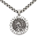 Wholesale New Trendy High Quality Customized Vintage Silver Beads Vertical Pendant Jewelry Stainless Steel Zodiac Necklace