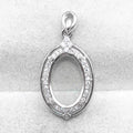 Sterling Silver 10*15mm Semi Mount Pendant Empty Frame Blank Support Setting S925 Base Holder Without Center Stone for DIY Inlay