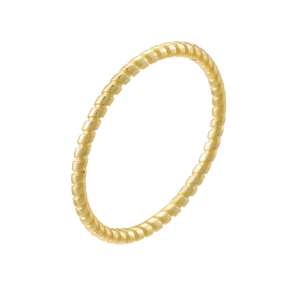 European and American Ins 925 Sterling Silver 18K Gold Plated Women Ring Wedding Plain Circle Rings
