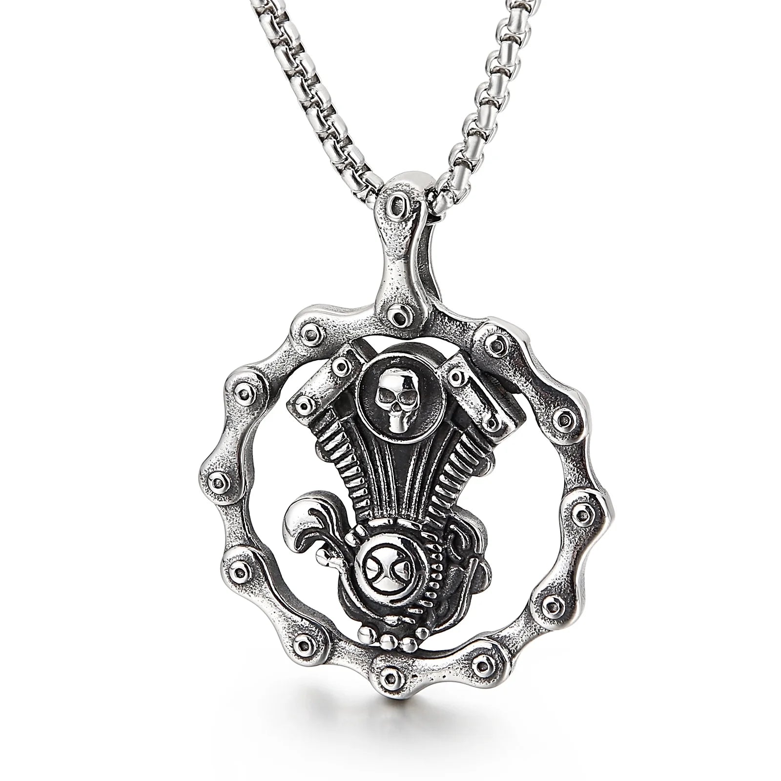 KALEN Punk Motorcycle Wheel Pendants Skull Men Stainless Steel Pendant Jewelry