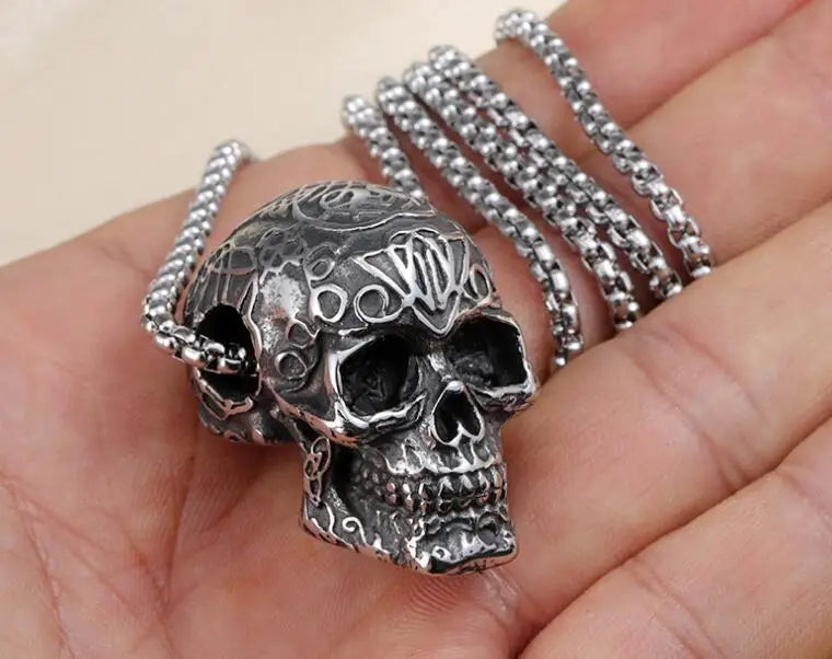 Punk Style Pendant Skull Head Men's Necklace Personalized Retro Domineering Stainless Steel Pendant Accessory