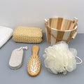 New Arrival Suppliers Wholesale Factory Shower Products 5PCS Sauna Wooden Bath Brush Gift Set SPA Set With Wooden Cask