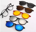 5 in 1 Magnetic Clip on Glasses Optical Square Night Vision Polarized Sunglasses