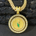 Rotatable Religious Saint Jude Idol Pendant Necklace with Diamond Cuban Chain Hipster Hip Hop Style Alloy and Zircon Jewelry