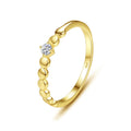 Latest 925 Sterling Silver Fashion 14K Gold Plated Dainty Diamond Round Classic Wedding Ring for Lady