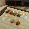 Waterproof Stainless Steel Jewelry 18K Gold Resin Heart Earrings Vintage Resin Earrings