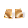 J&D Chunky Jewelry 18K Gold Plated Texture Earrings Statement Stainless Steel Rectangular Vertical Stripe Earring