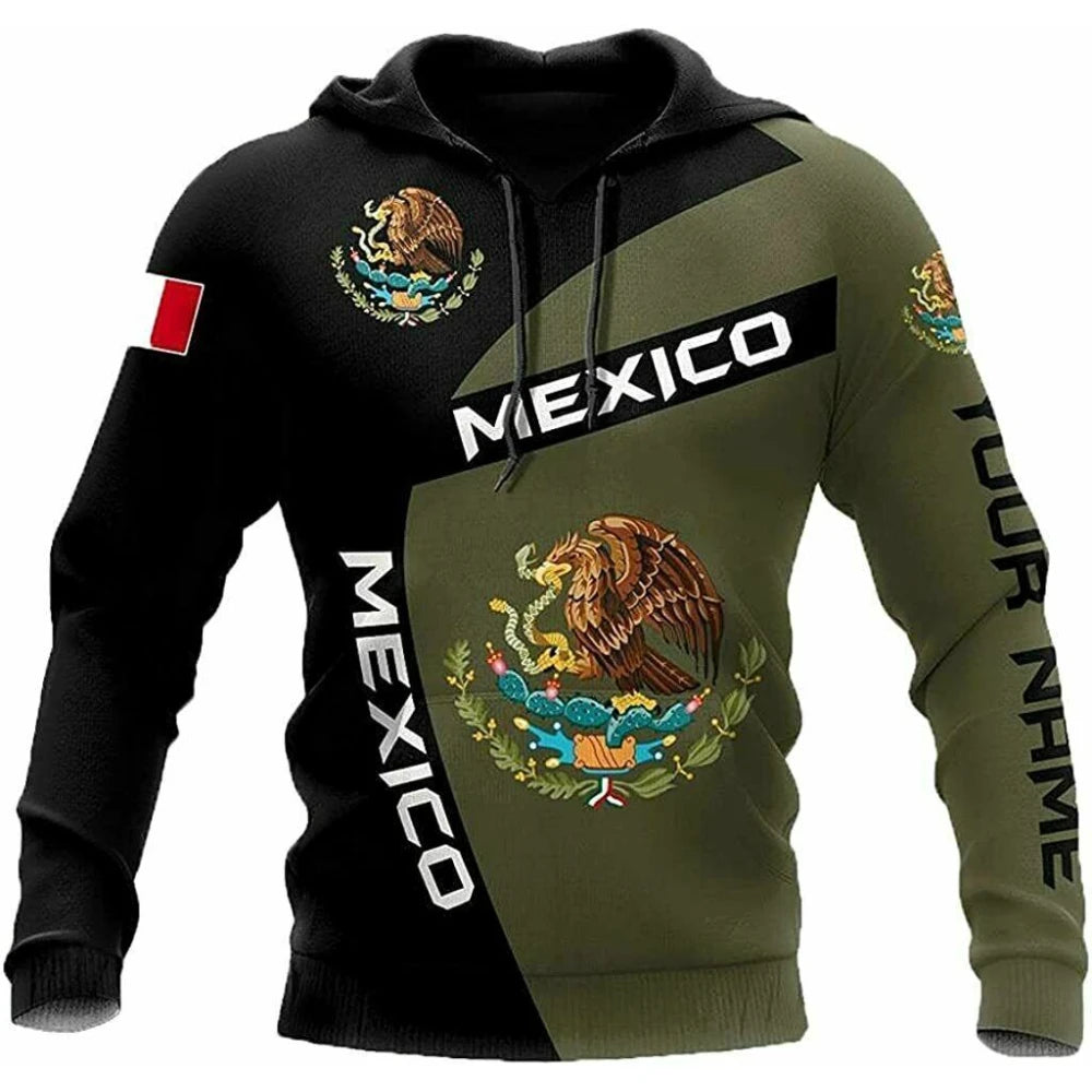 Fitspi Personalized Name Mexico Eagle Mexican Hoodie 3d All Over Hoodie Us Size Sweatshirt Pullover Wholesale