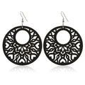 Cross border Hot selling Handmade Wooden Earrings Fashion Hollow Out Wood Drop Earrings Bohemian Pendant Earrings