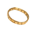 Waterproof 18k Gold Plated Stainless Steel Square Italian Module Elastic Fabric Bracelet Bangle for Men Women