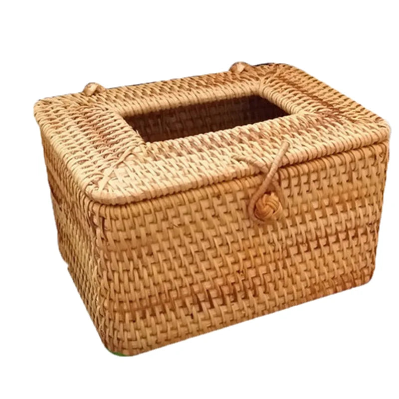 Handmade Rattan Tissue Paper Towel Box Dispenser Hot Sale Kitchen Accessory