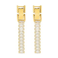 Stainless Steel 18K Gold Plated Detachable Buckle Full Paved Zircon Earrings Titanium Steel Claw Zircon Chain Pendant Earring
