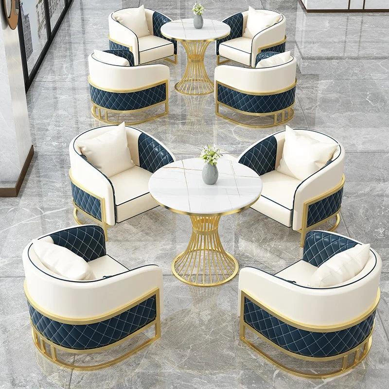 Nordic Modern Leather Dining Chair Light Luxury Table Chair Combination for Restaurant Hotel Reception Coffee Shop Villa Outdoor
