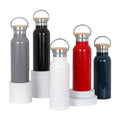 Custom Logo Sport Stainless Steel Insulated Bamboo Top Lid Eco-Friendly Camping Business Gifts Vacuum Flask Water Bottle