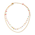 Bohemia Style 18K Gold Plated Stainless Steel Double-layer Chain Accessory and Colorful Stone Pendant Necklace