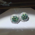 Silver 925 Original Total 6 Carat Brilliant Cut Diamond Test Past Green Moissanite Blossom Stud Earrings for Women Fine Jewelry