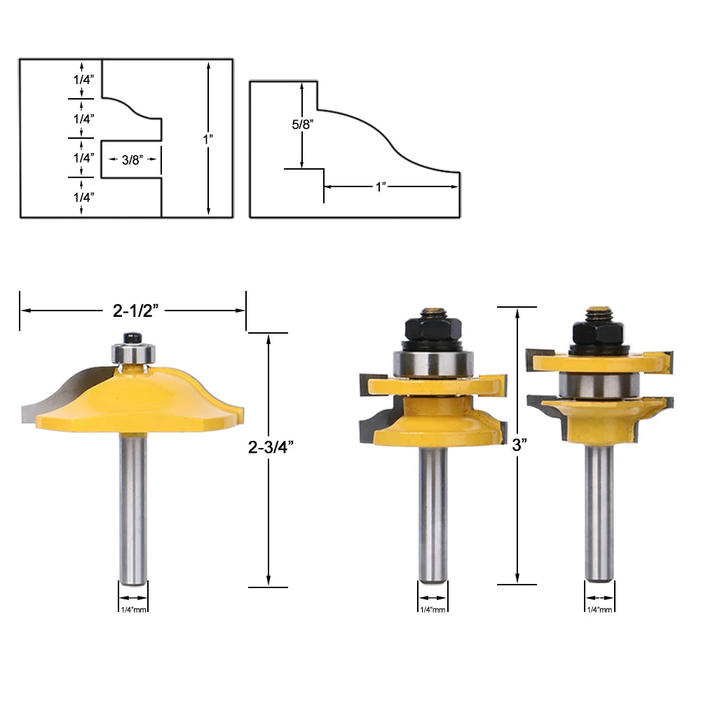 Raised Panel Cabinet Door Router Bits 3 Bit Ogee Woodworking Milling Cutter MegaBDM
