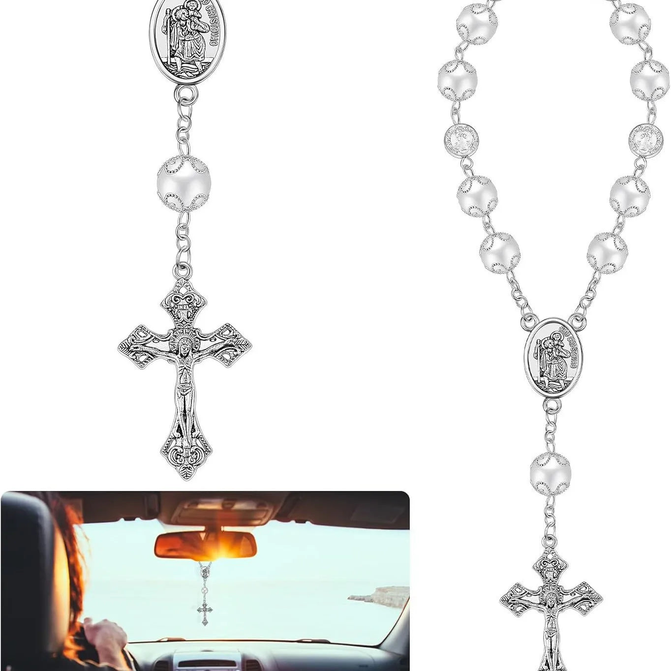 Hot Sale Cross Baptism Rosary Bracelet Pendant Handmade Rosary Bracelet Communion Gift