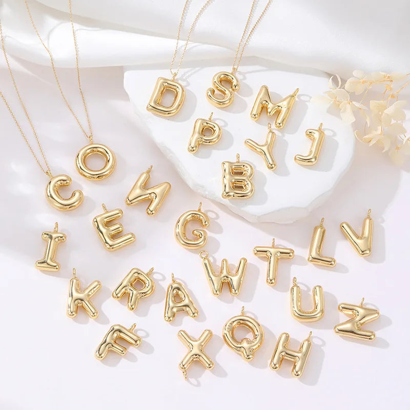 Cute Fat Bubble Smooth Alphabet Letter Pendant Single Necklace Earrings Diy Jewelry Making Charms for Necklace Jewelry Making