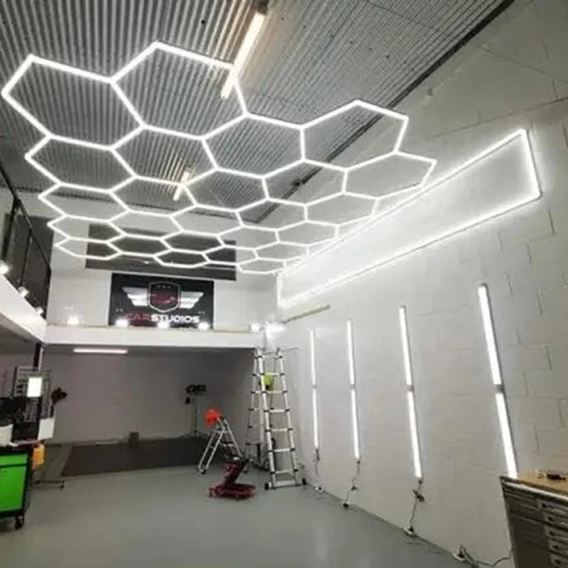 Best Quality 220V Waterproof LED Spot Lights Industrial DIY Hexagon Honeycomb Garage Car Shop Ceiling Lighting Workshop