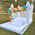 Kids Indoor Outdoor Moonwalk Bouncer Mini 13x8ft Inflatable Bouncy Castle Oxford White Bounce House Jumper for Sale