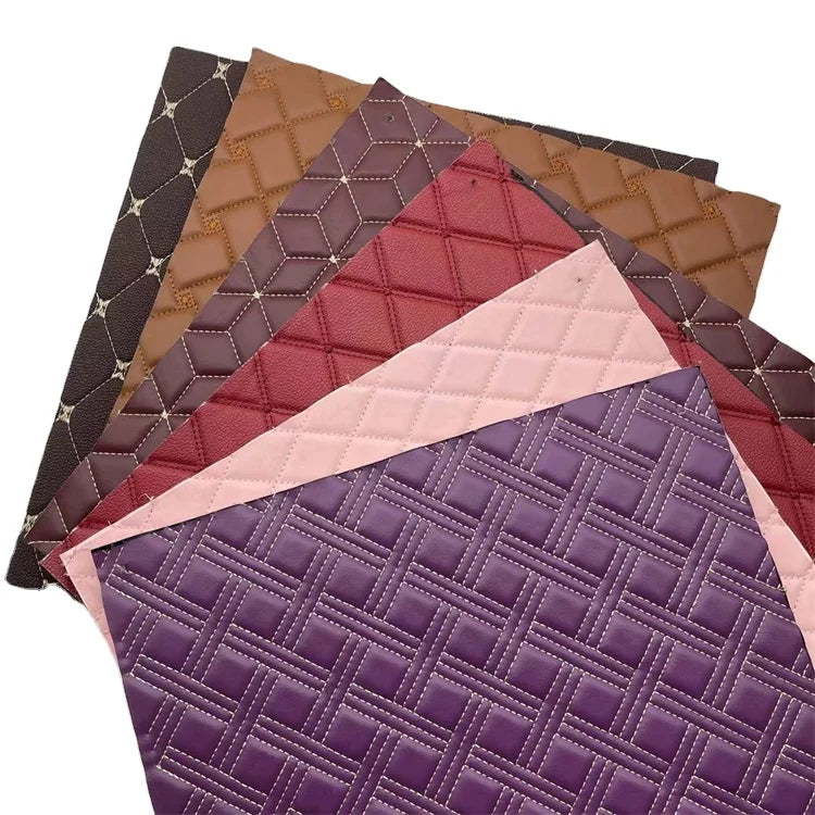 Embroidery Quilted Stitching PU PVC Synthetic Leather Velvet Fabric for Car Seat for Sofa for Furniture