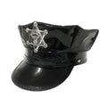 Milish SH-1070 Striped Adult Captain Officer Party Hat Cap Black PU Leather Made Polyester Custom Logo Option Four Seasons Use