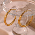 Minimalist C Shape Water Wave Design Hoop Earring 18K Gold Plated Stainless Steel Earring Women Jewelry