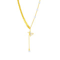 Wholesale Creative Vintage Leaf Chain Shell Butterfly Tassel Pendant Stainless Steel Pearl Necklace for Wedding
