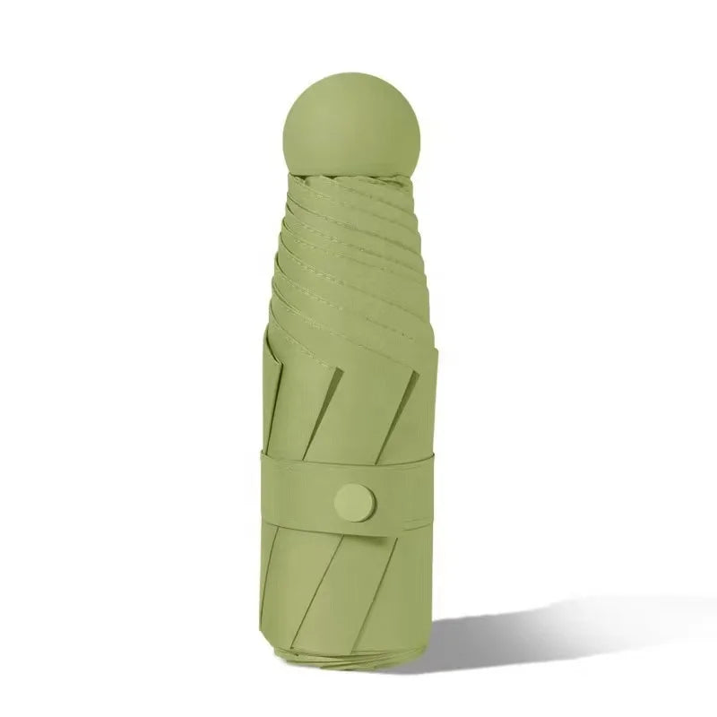 EVA Box Compact Small Portable Windproof Rainproof Anti UV 5 Folding Mini Capsule Umbrella With Logo