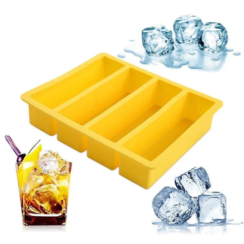 Custom Food-Grade Silicone Ice Block Mold Rectangle Long Bar Shape Eco-Friendly Ice Cube Tray Maker with Lid for Ice Cream Tool
