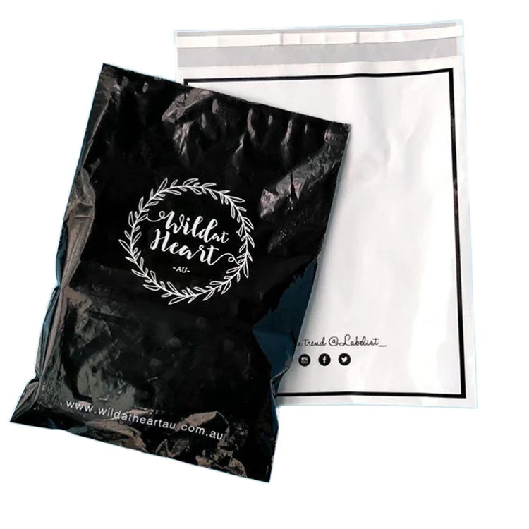 Glossy Black Poly Mailer Custom Logo Printed Mil Poly Mailing Bags Free Design for Clothing Shipping