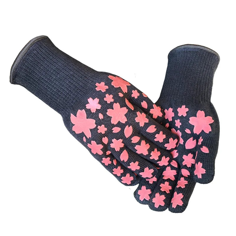 Seeway Washable Aramid BBQ Grill Gloves Extreme Heat Protection Non Slip Textured Cooking Gloves for Baking