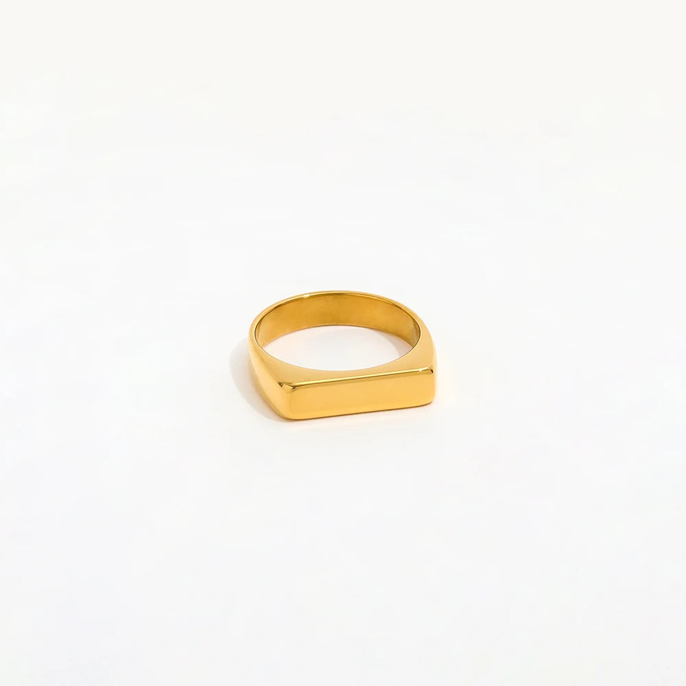 Fenny 18K Gold Plated Wholesale Waterproof Simple French Stylish D-shaped Stainless Steel Finger Ring Trendy for Women MegaBDM