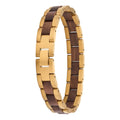 Handmade Unisex Natural Walnut Wood Luxury Trendy Gift Jewelry & Gold Stainless Steel Chain & Link Bracelet