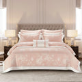 Luxury pink Pillowcase Lyocell Cotton Yarn Dyed Jacquard Comforter Duvet Cover Bed Sheet Bedding Set Wholesaler