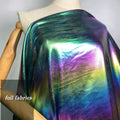 Factory Supply Bright Polyester Metallic Colorful Jacket Fantasy Shiny Foil Fabrics Spandex Garment Lace Fabrics for Women Dress