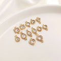 14K Gold Plated Heart Geometric Drop Zircon Single Double Loop Pendant for DIY Jewelry Necklace Bracelet Making