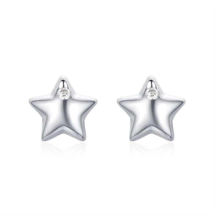 Minimalist 925 Sterling Silver Mini Cute Star Shape Stud Earrings for Women