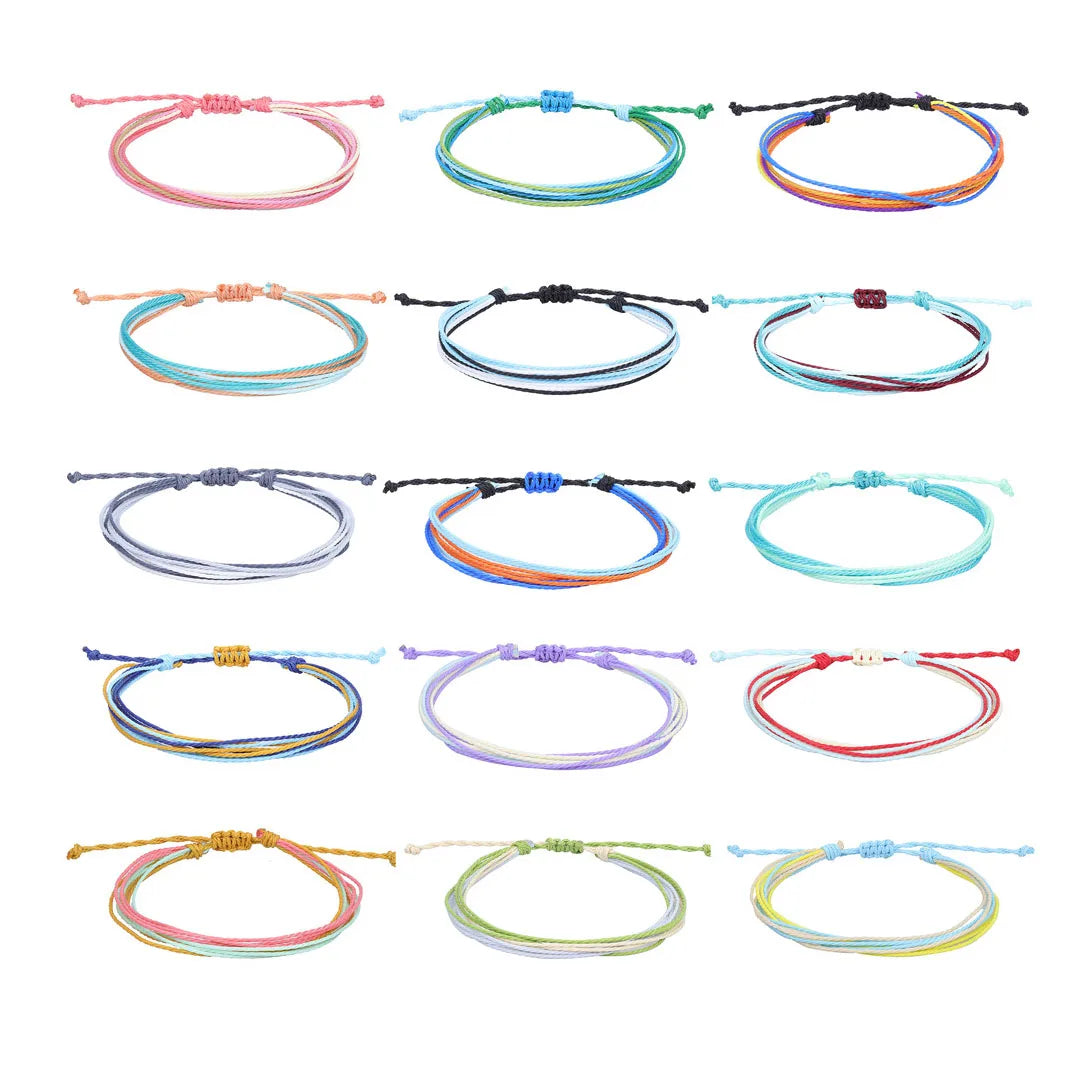 Bohemian Wax Line Woven Anklet Surf Foot Rope Anklet Colorful Waterproof Anklet for Women
