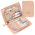Hot Sale Luxury 12PCS Durable Portable Manicure Pedicure Kit Gradient Pink Carbon Steel Personal Care Grooming Set for Women Men