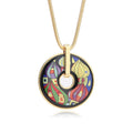 Bohemia Color Rotatable Ring Pendant Necklace Vintage Snake Chain Ethnic Iridescent Print Resin Statement Abstract Jewellery